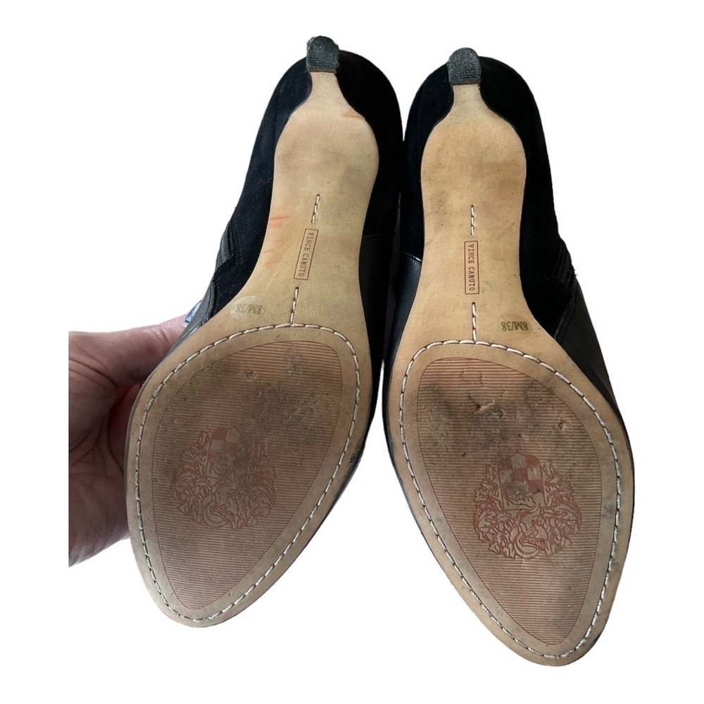 BLACK GLOVE LEATHER/SUEDE VINCE CAMUTO HEELS SIZE 8M  38 ITALY - Picture 12 of 12